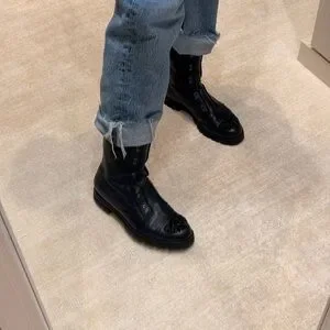 Jimmy Choo Hatcher Navy Embellished Boots with Black Crystals Jimmy Choo | Shoes | Jimmy Choo Hatcher Navy Embellished  main image 2